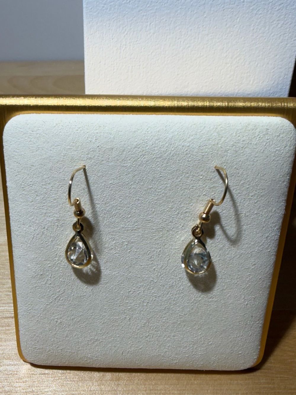 Gold Teardrop Crystal Dangle Earrings - Women Jewelry